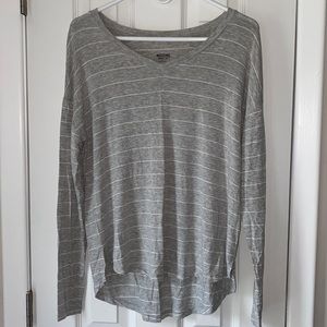 Stripe Gray Long Sleeve V-neck